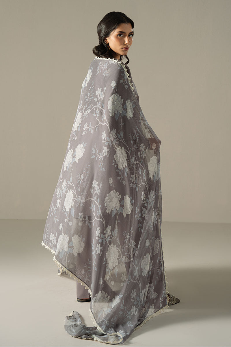Cross Stitch | Chikankari Lawn 25 | WHISPER ASH S Gray Lawn