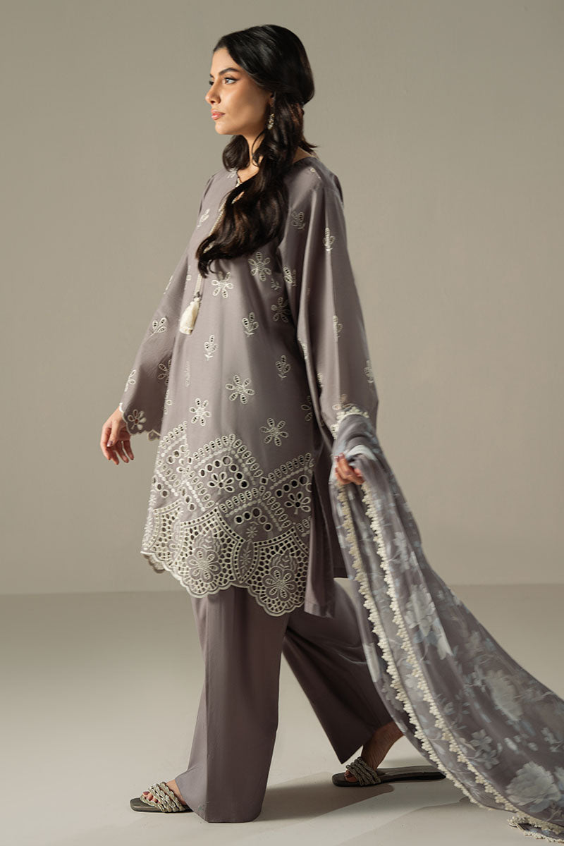 Cross Stitch | Chikankari Lawn 25 | WHISPER ASH XL Gray Lawn