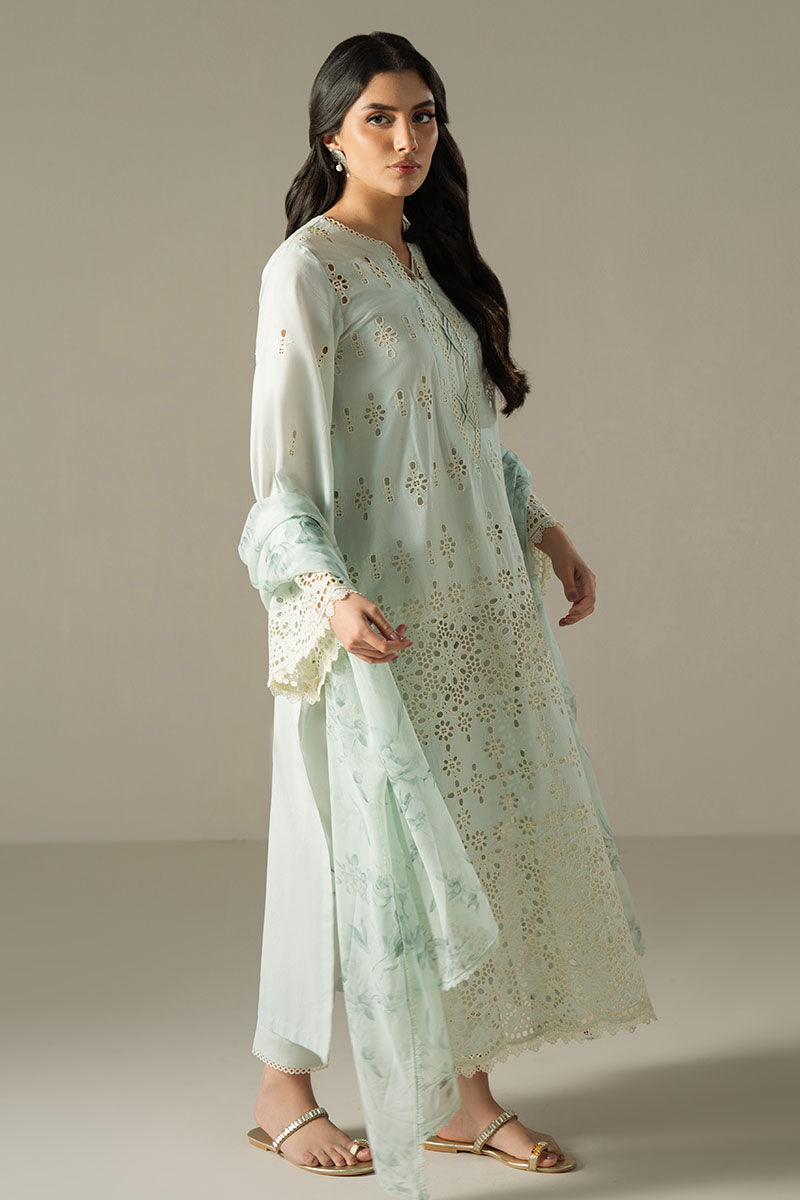 Cross Stitch | Chikankari Lawn 25 | BLUE AURA XL Mint Lawn