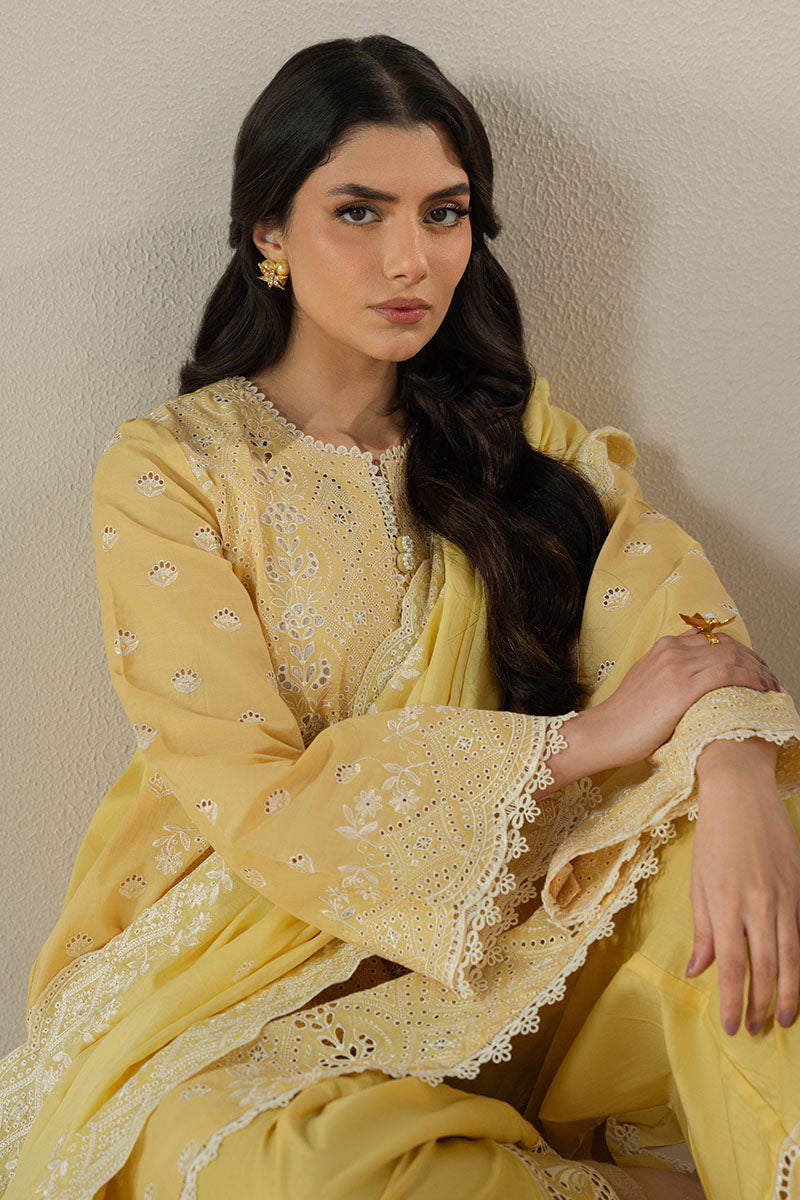 Cross Stitch | Chikankari Lawn 25 | ORCHID GEM L Yellow Lawn