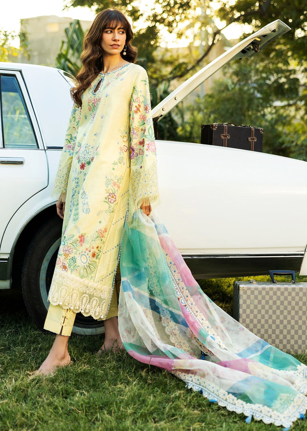 Sadaf Fawad Khan | Siraa Lawn 25 | MID SUMMER EVENING - B Custom Size Pastel Yellow Lawn
