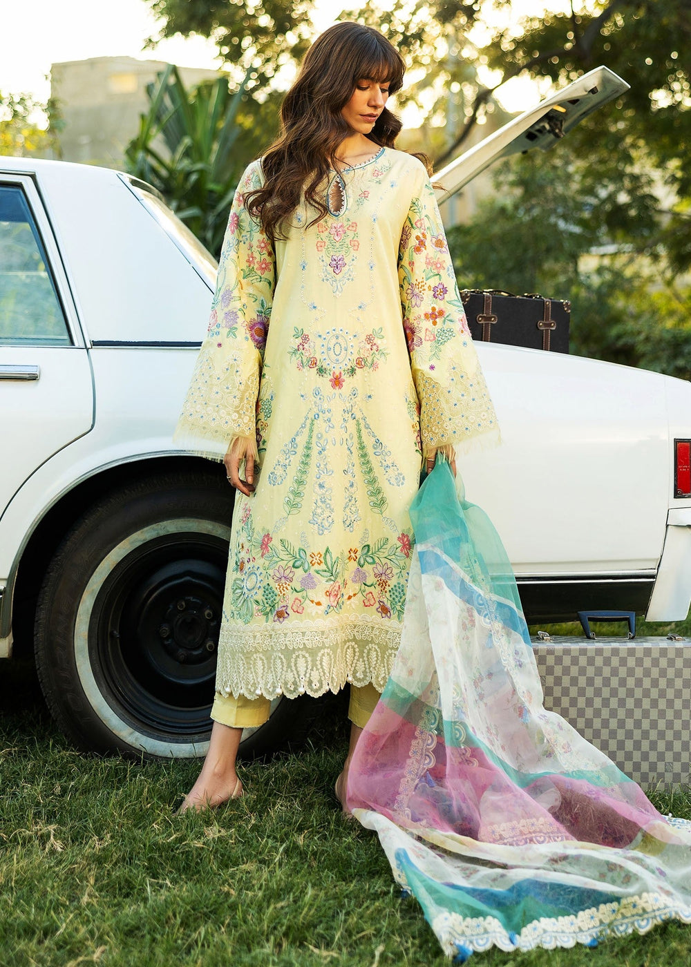 Sadaf Fawad Khan | Siraa Lawn 25 | MID SUMMER EVENING - B XL Pastel Yellow Lawn