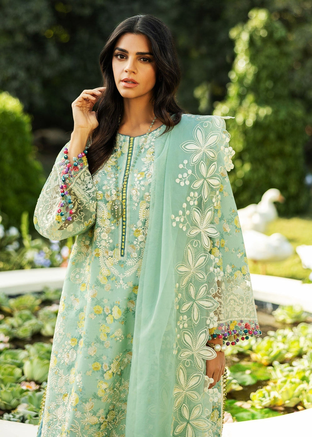 Sadaf Fawad Khan | Siraa Lawn 25 | BLOOM - B L Mint Green Lawn