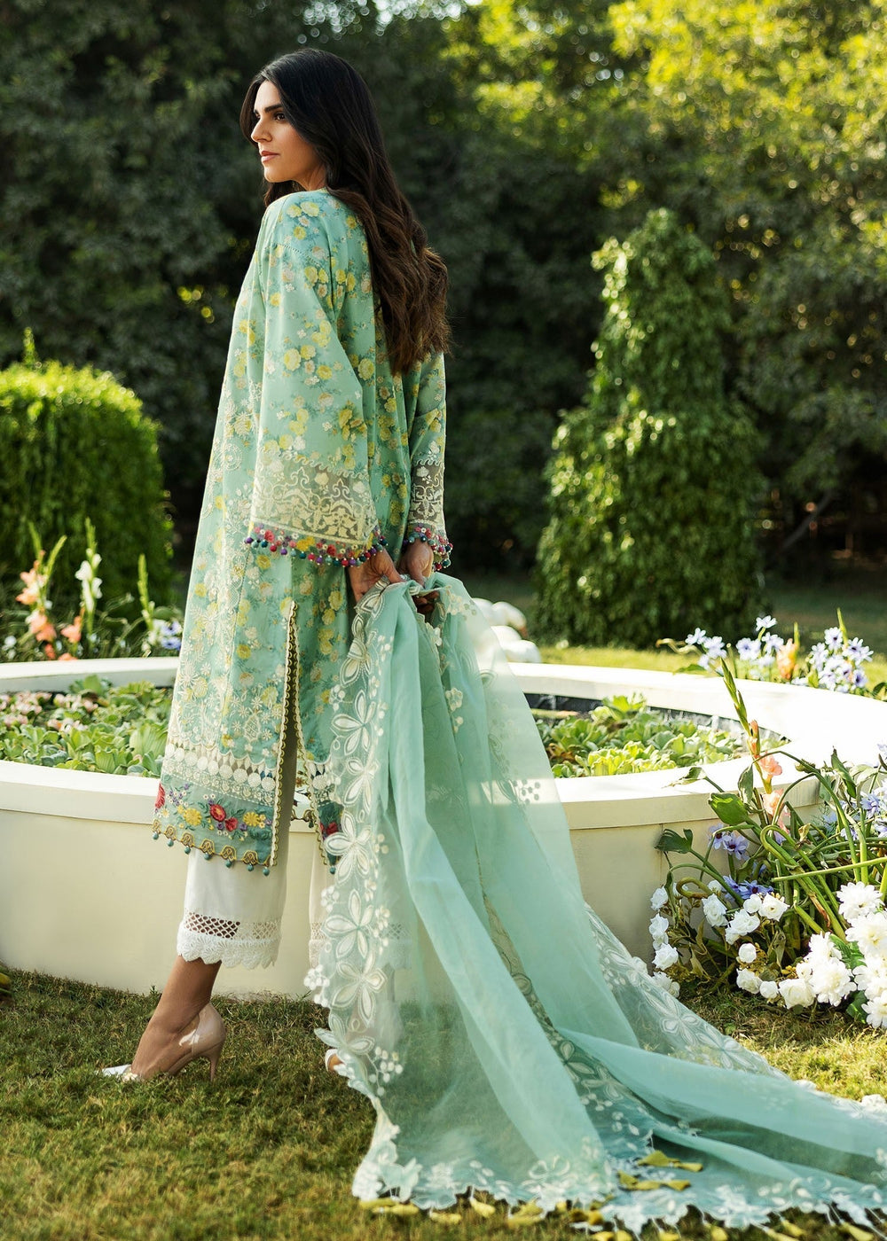 Sadaf Fawad Khan | Siraa Lawn 25 | BLOOM - B S Mint Green Lawn