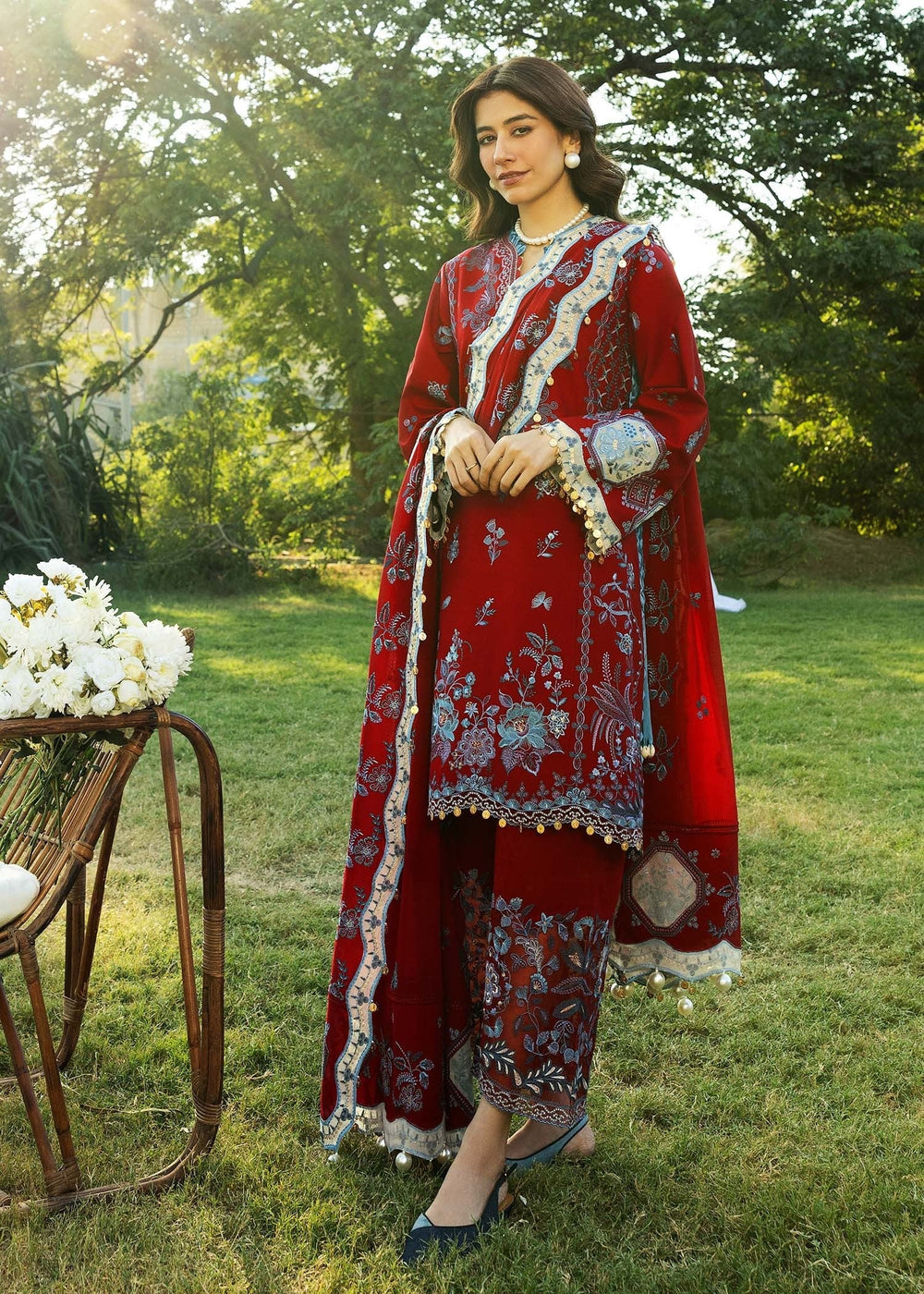 Sadaf Fawad Khan | Siraa Lawn 25 | KOI - A XS Lawn Blood Red