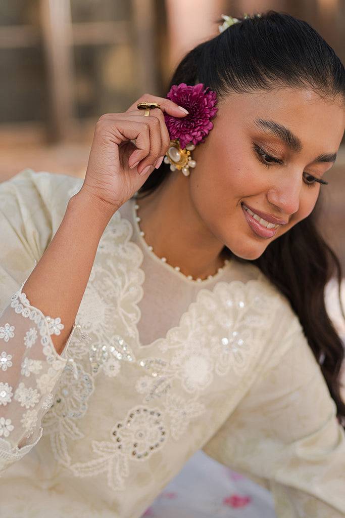 Cross Stitch | Eid Lawn 24 | WHISPERING WHITE - Pakistani Designer Dress - by Cross Stitch | Type: Luxury - 100% Original at Saira Sultan