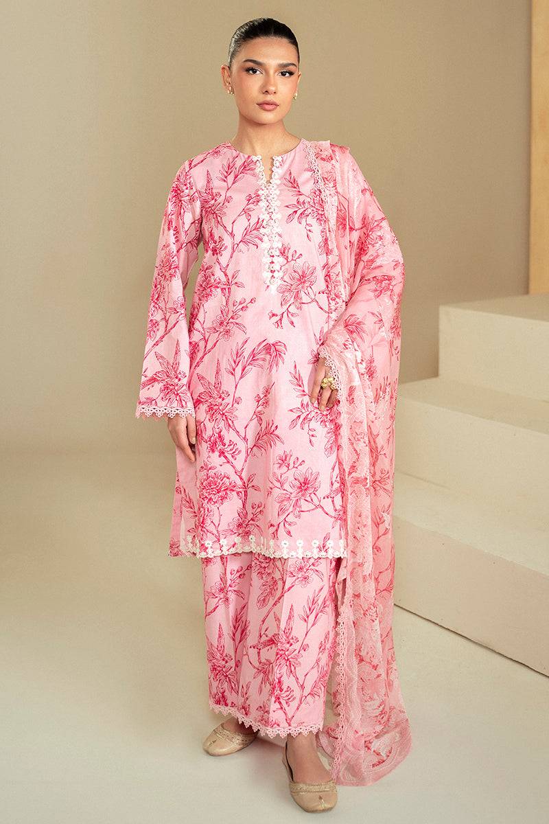 Cross Stitch | Daily Lawn 24 | SHADED PINK-3 PIECE LAWN SUIT - Pakistani Designer Dress - by Cross Stitch | Type: Casuals - 100% Original at Saira Sultan