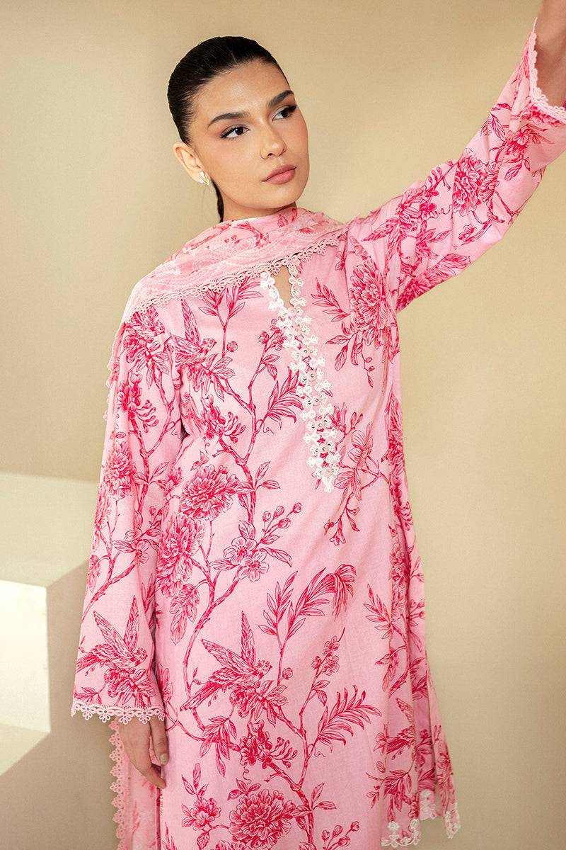 Cross Stitch | Daily Lawn 24 | SHADED PINK-3 PIECE LAWN SUIT - Pakistani Designer Dress - by Cross Stitch | Type: Casuals - 100% Original at Saira Sultan