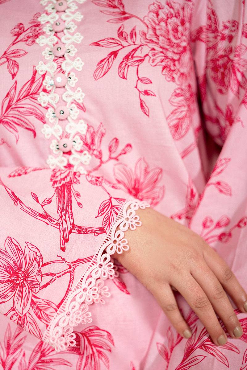 Cross Stitch | Daily Lawn 24 | SHADED PINK-3 PIECE LAWN SUIT - Pakistani Designer Dress - by Cross Stitch | Type: Casuals - 100% Original at Saira Sultan