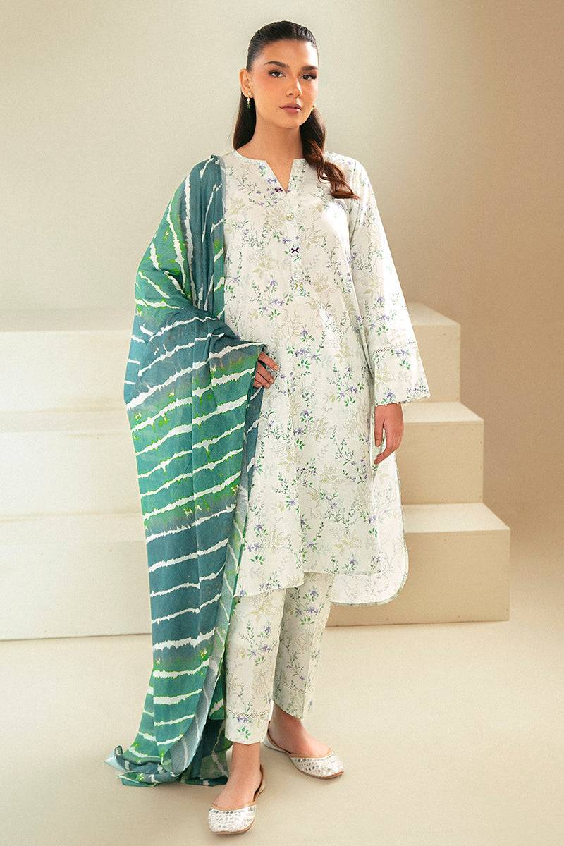 Cross Stitch | Daily Lawn 24 | LAUREL MINT-3 PIECE LAWN SUIT - Pakistani Designer Dress - by Cross Stitch | Type: Casuals - 100% Original at Saira Sultan
