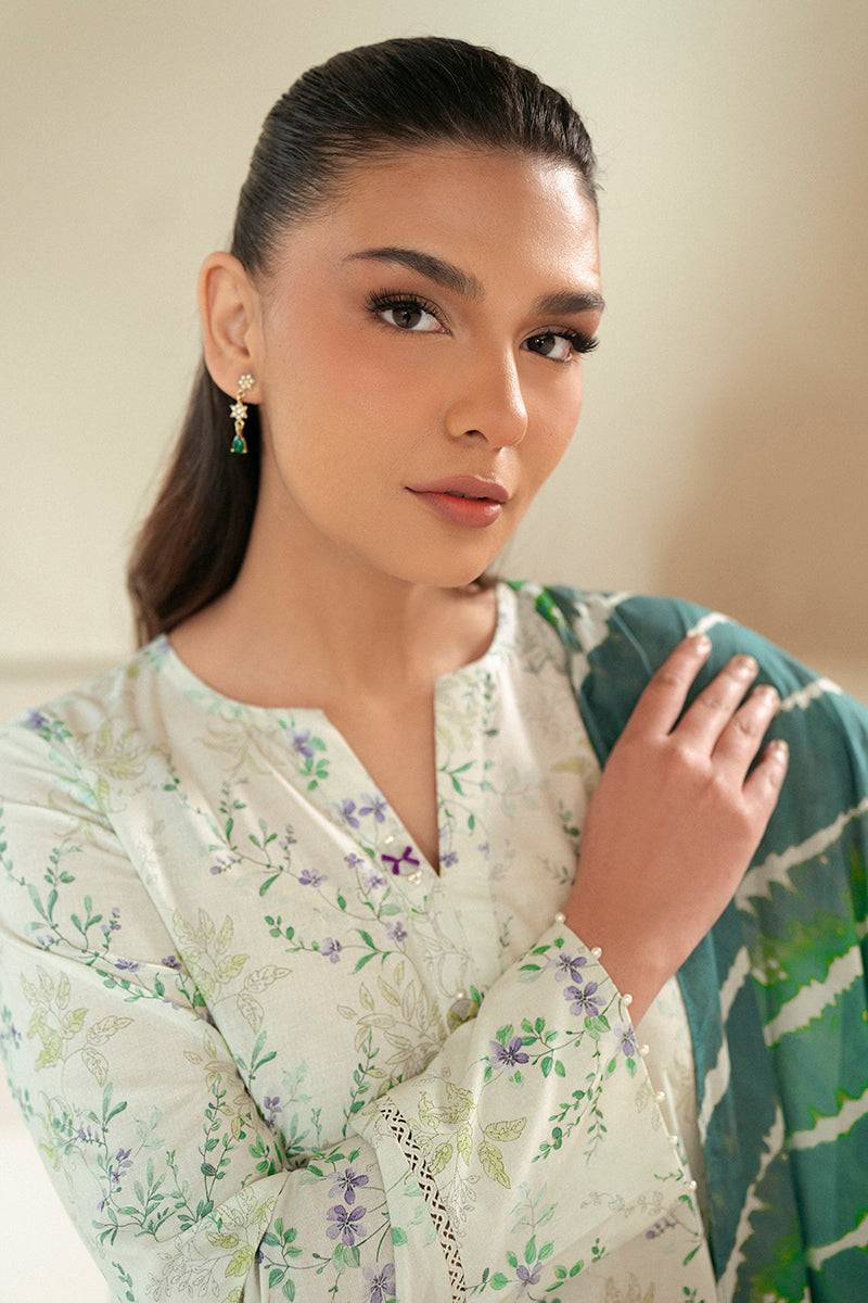 Cross Stitch | Daily Lawn 24 | LAUREL MINT-3 PIECE LAWN SUIT - Pakistani Designer Dress - by Cross Stitch | Type: Casuals - 100% Original at Saira Sultan