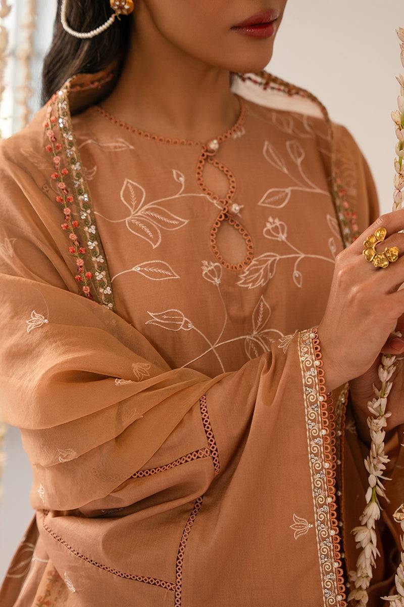 Cross Stitch | Mahiri Embroidered Collection 24 | RUSTIC BROWN - Pakistani Designer Dress - by Cross Stitch | Type: Luxury - 100% Original at Saira Sultan