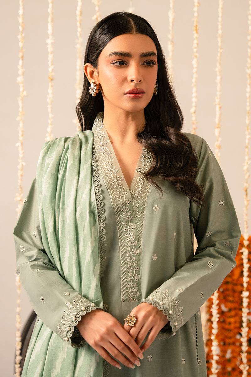 Cross Stitch | Mahiri Embroidered Collection 24 | Sage Green - Pakistani Designer Dress - by Cross Stitch | Type: Luxury - 100% Original at Saira Sultan