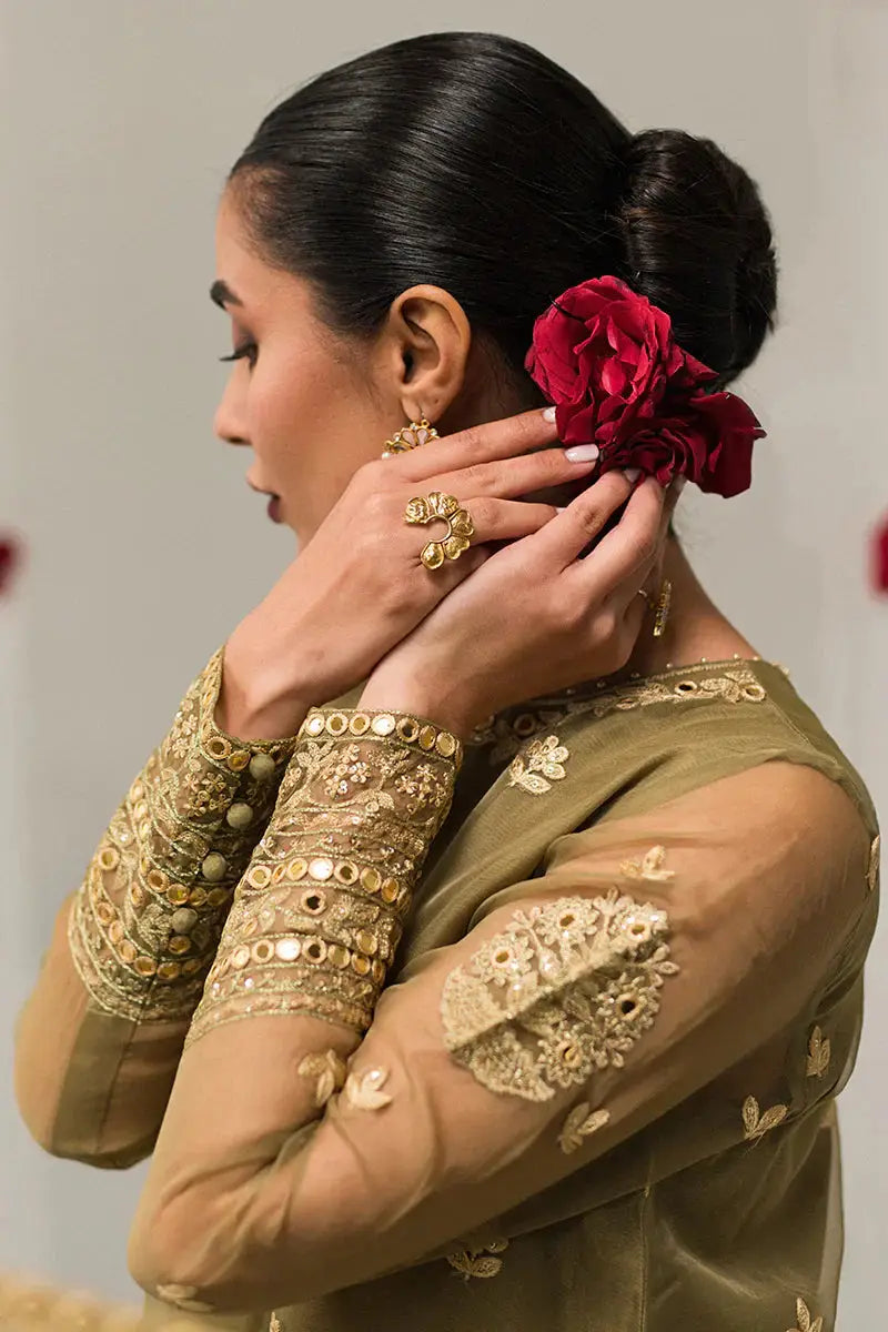 Cross Stitch | Luxe Atelier 24 | Olive Gleam - Pakistani Designer Dress - by Cross Stitch | Type: Luxury - 100% Original at Saira Sultan