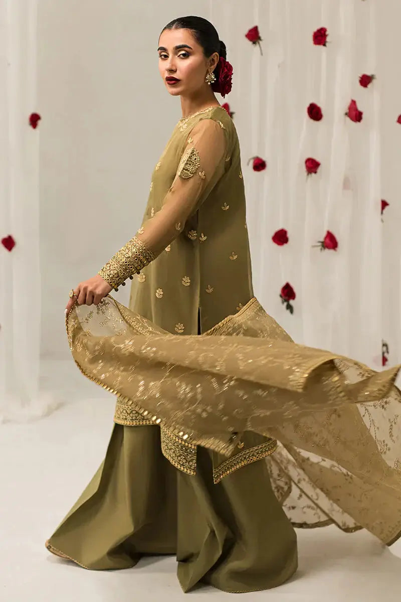 Cross Stitch | Luxe Atelier 24 | Olive Gleam - Pakistani Designer Dress - by Cross Stitch | Type: Luxury - 100% Original at Saira Sultan