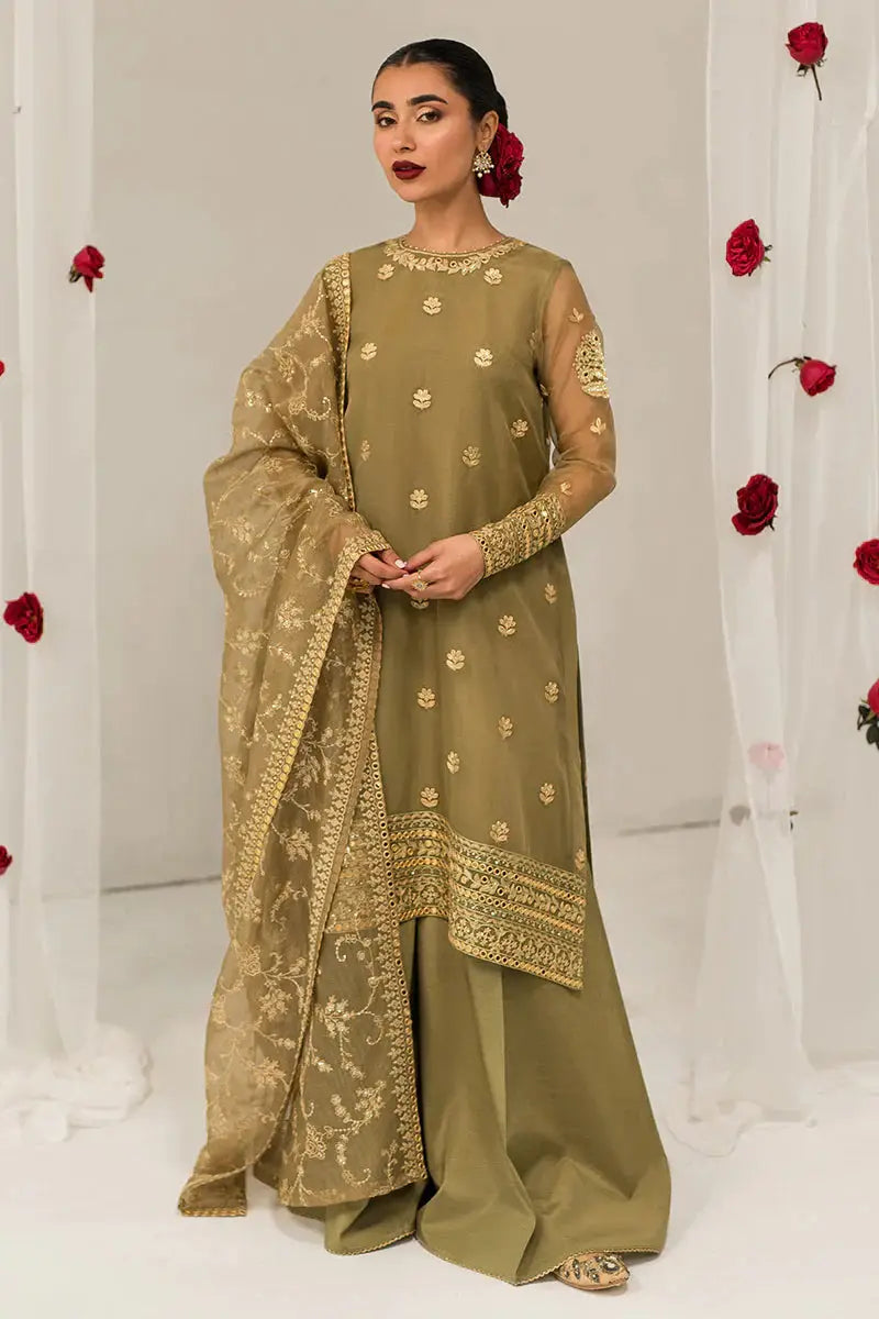 Cross Stitch | Luxe Atelier 24 | Olive Gleam - Pakistani Designer Dress - by Cross Stitch | Type: Luxury - 100% Original at Saira Sultan