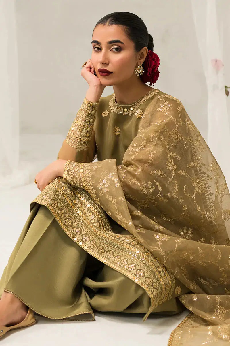 Cross Stitch | Luxe Atelier 24 | Olive Gleam - Pakistani Designer Dress - by Cross Stitch | Type: Luxury - 100% Original at Saira Sultan