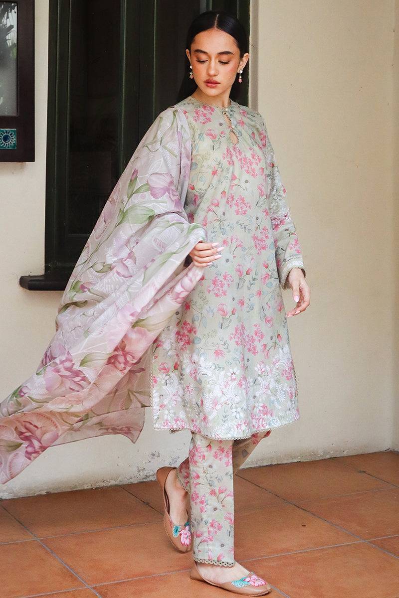 Cross Stitch | Printed Lawn | OLIVE AURA - Pakistani Designer Dress - by Cross Stitch | Type: Luxury - 100% Original at Saira Sultan