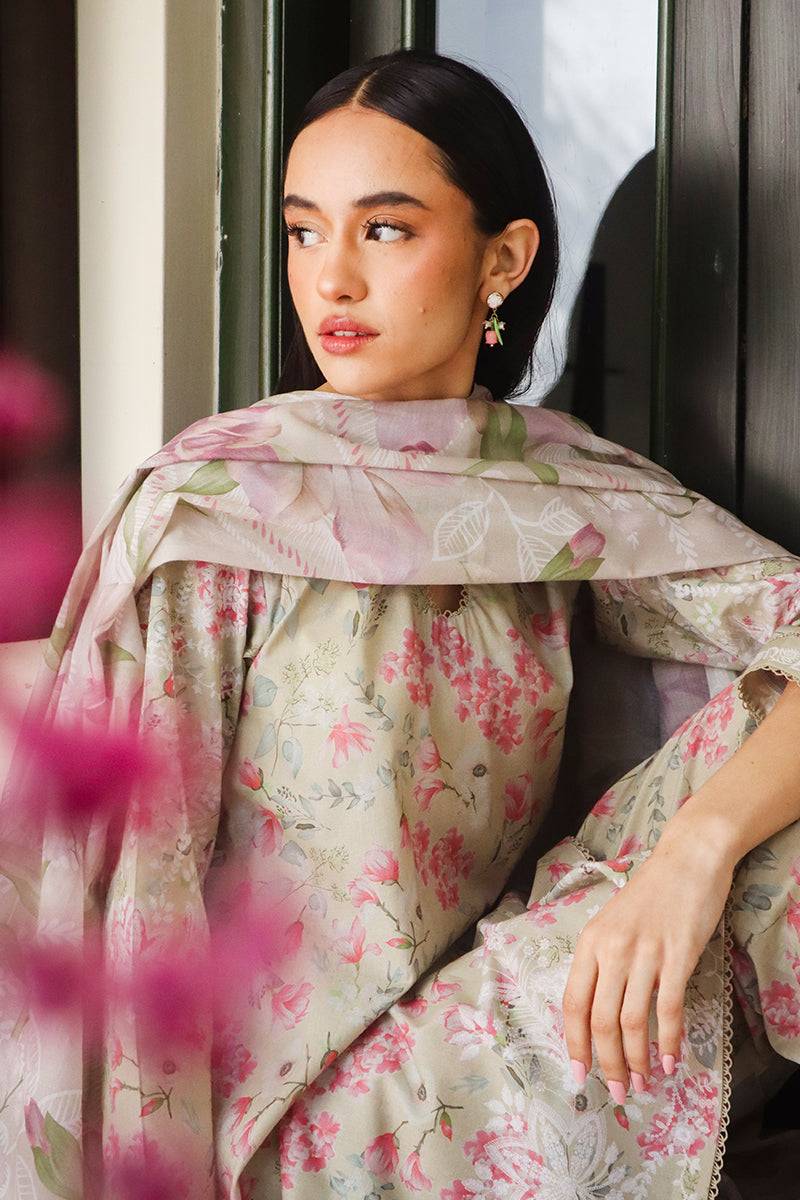 Cross Stitch | Printed Lawn | OLIVE AURA - Pakistani Designer Dress - by Cross Stitch | Type: Luxury - 100% Original at Saira Sultan