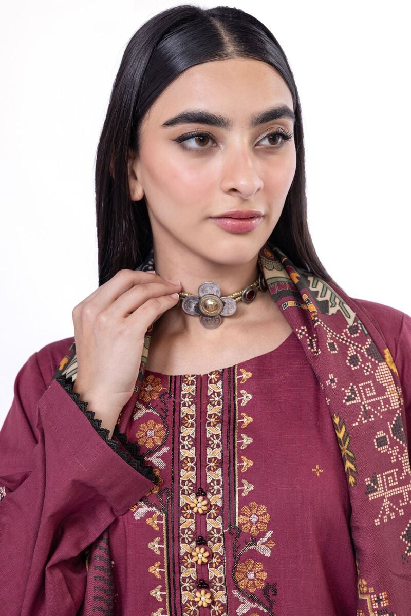 Khaadi | My Winter Mood | DCH02 L Wine Cross Stitch