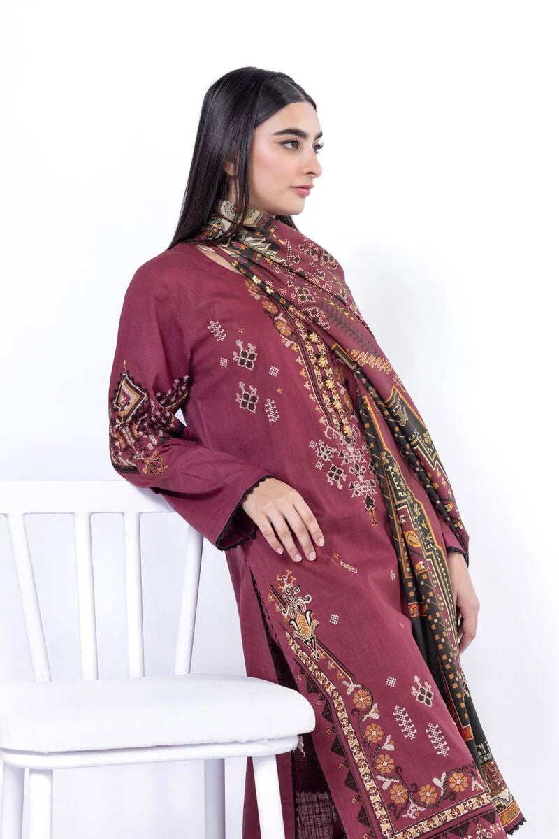 Khaadi | My Winter Mood | DCH02 M Wine Cross Stitch