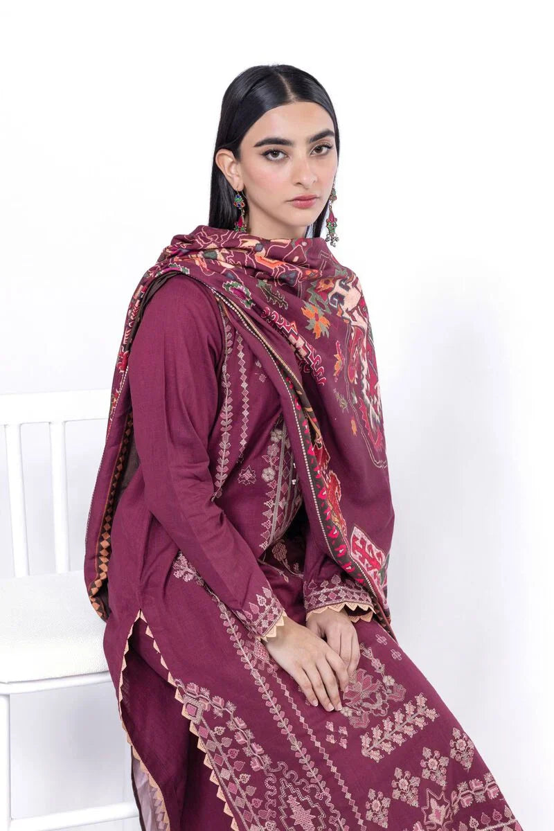 Khaadi | My Winter Mood | DCH09 M Wine Cross Stitch