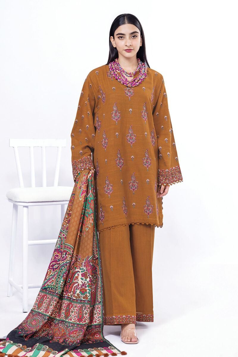Khaadi | My Winter Mood | DK14 XS Mustard Brown Khaddar
