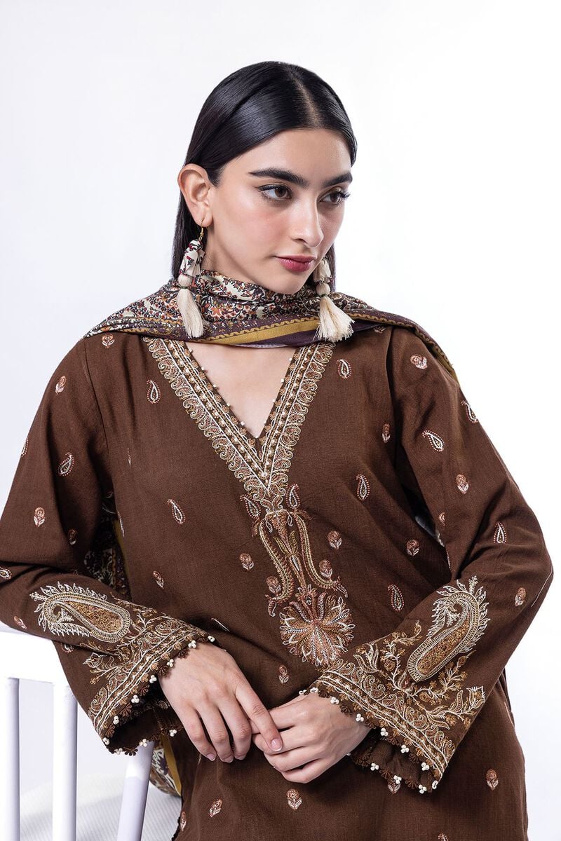 Khaadi | My Winter Mood | DK24 L Deep Chocolate Khaddar