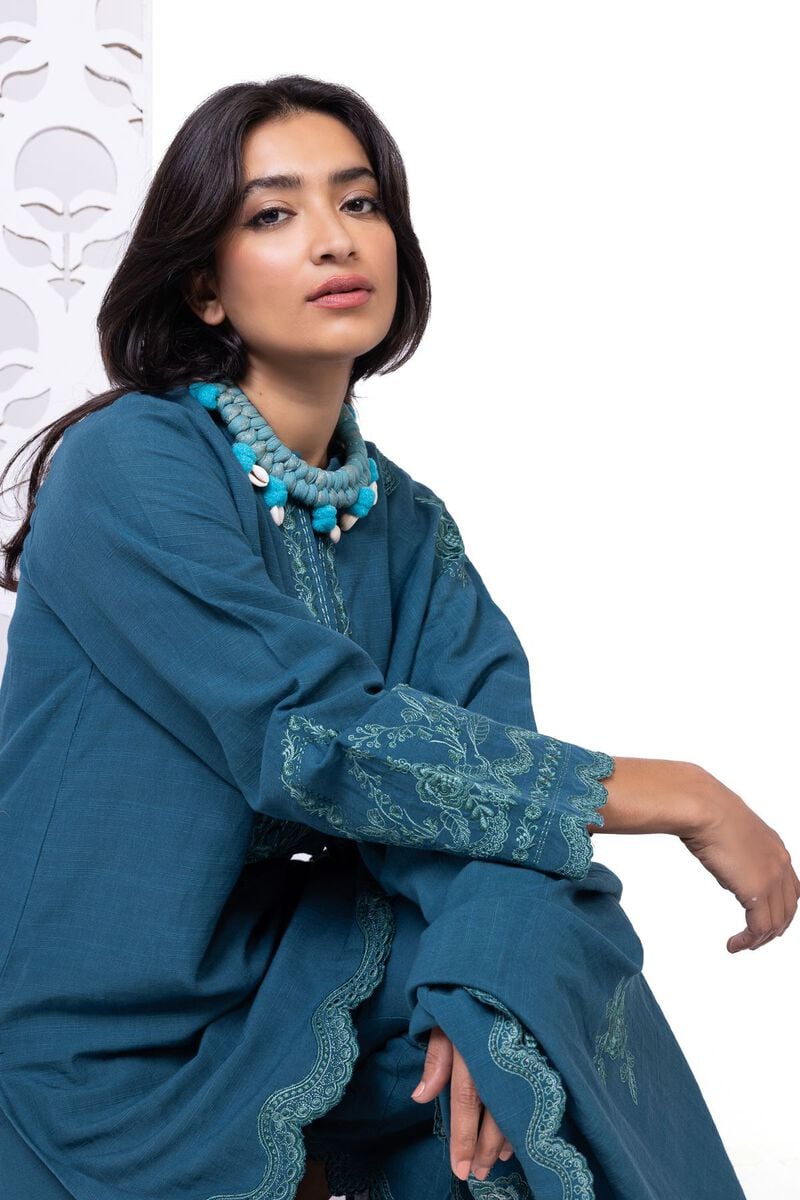 Khaadi | My Winter Mood | DKN01 L Teal Blue Khaddar
