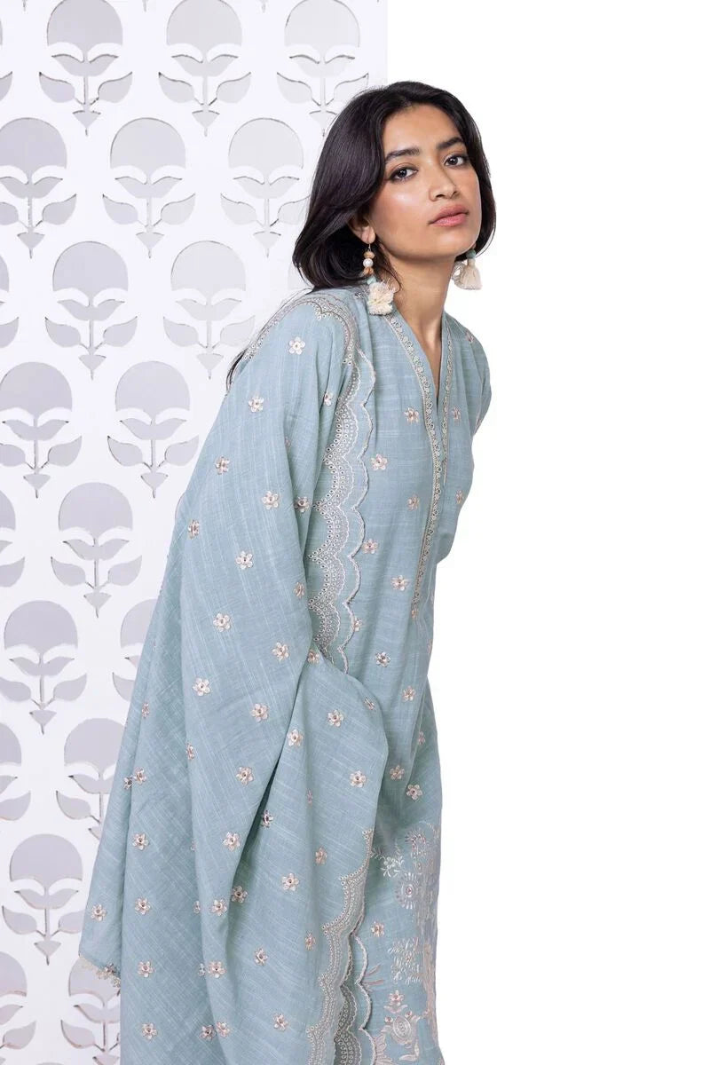 Khaadi | My Winter Mood | DKN03 M Pale Sky Blue Khaddar