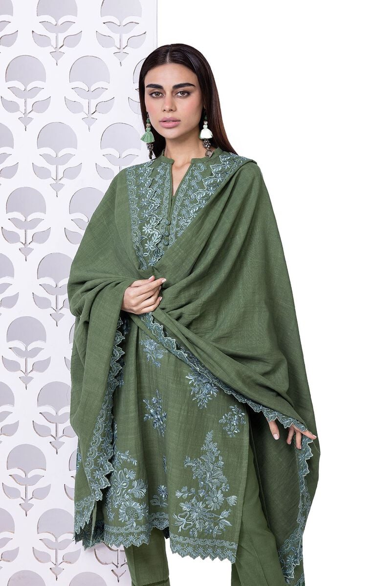 Khaadi | My Winter Mood | DKN05 M Dark Mehndi Khaddar
