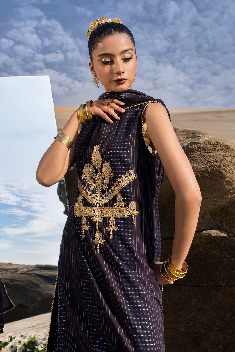 Gul Ahmed | Taara 25 | MJ-42037 Custom Size Black Jacquard