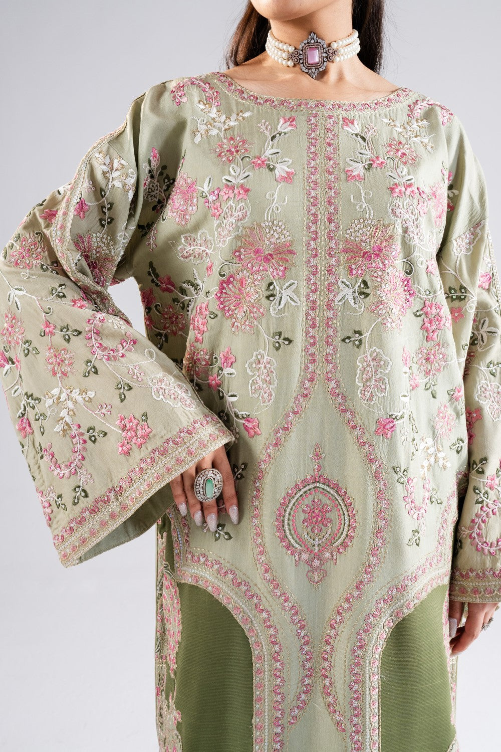 Maryum N Maria | Luna Formals | Elora L Jade Green Viscose Cotton