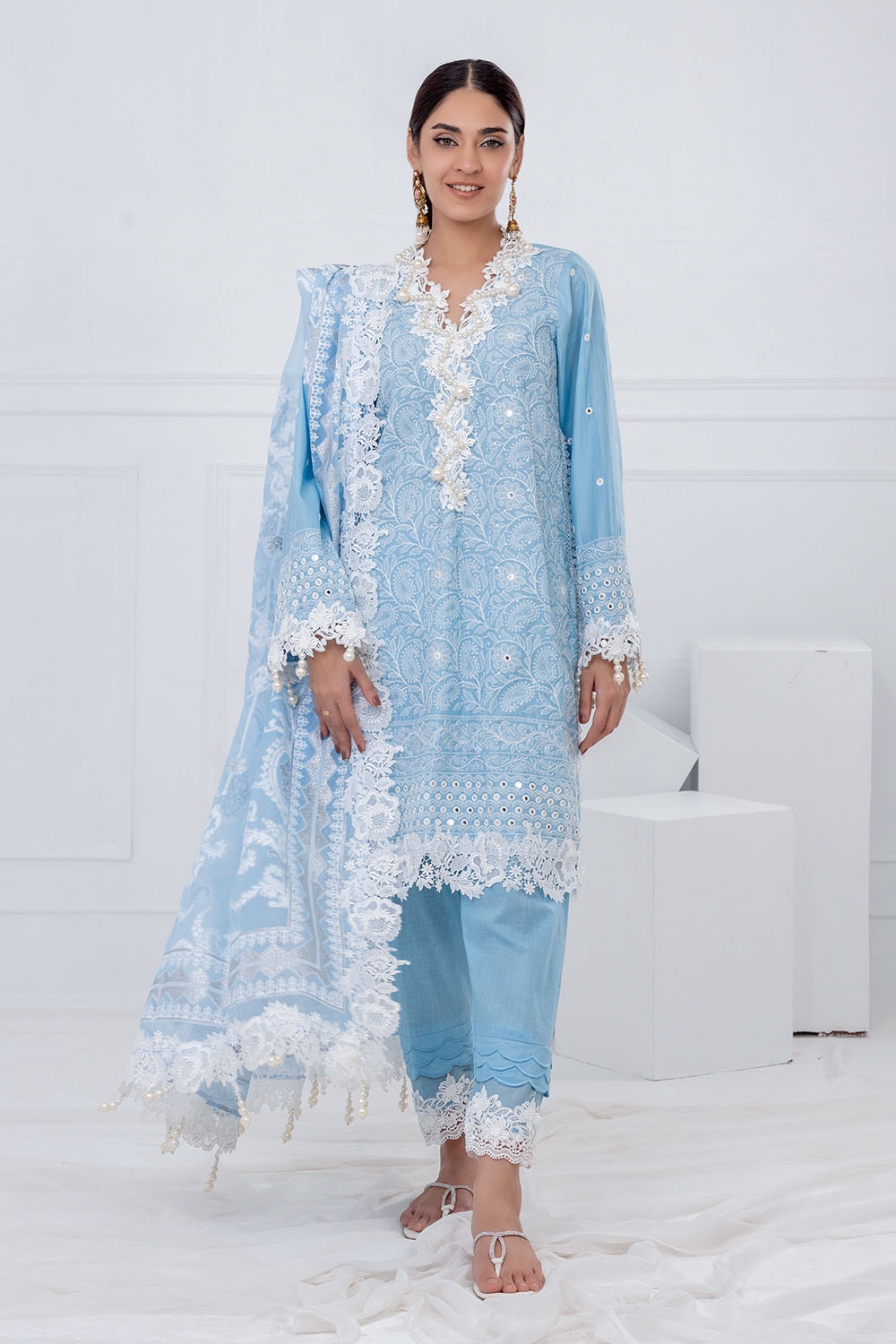 Gul Ahmed | Festive Eid 25 | FE-52012 XS Light Blue Lawn