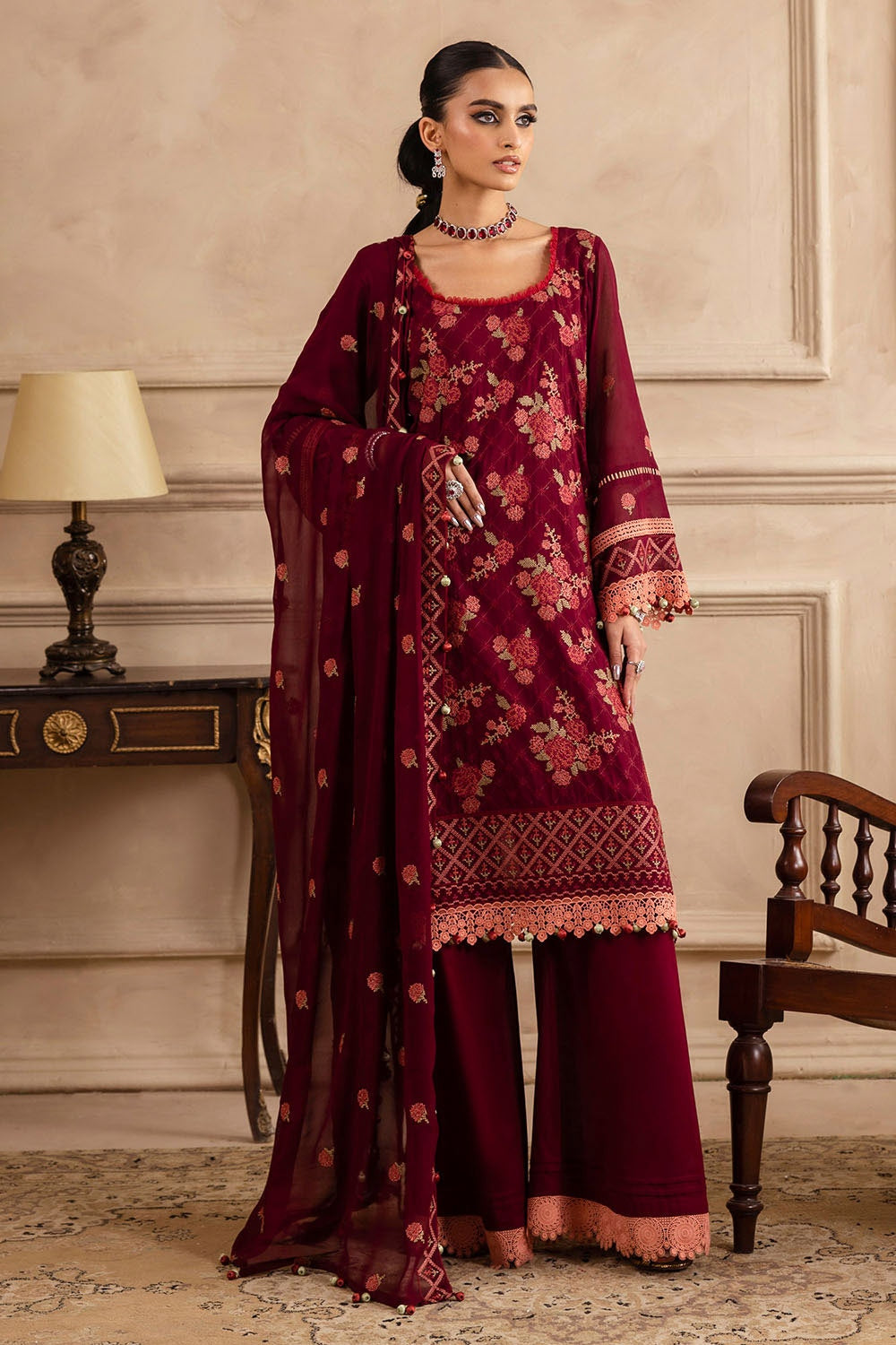 Gul Ahmed | Festive Eid 25 | LSV-52022 M Blood Red Swiss