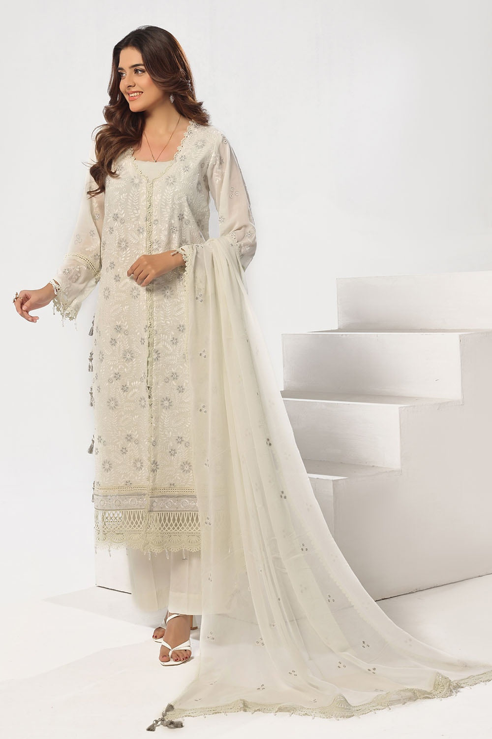 Gul Ahmed | Festive Eid 25 | LSV-52017 XS Ivory Swiss