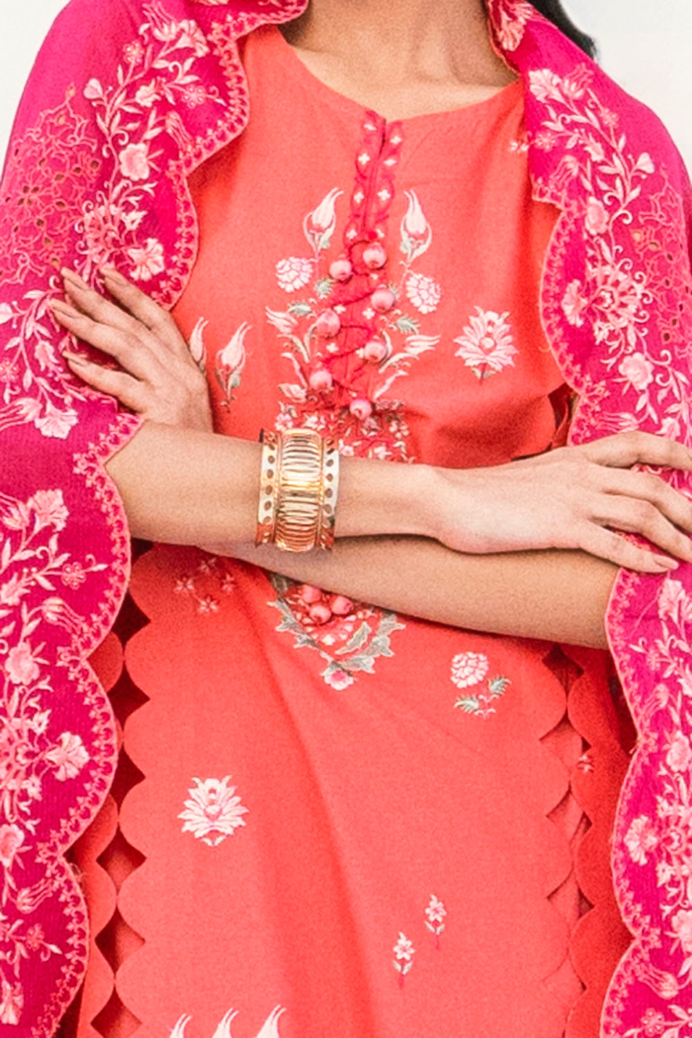 Gul Ahmed | Gul Nilofer 25 | DN-52007 XL Pinkish Orange Lawn