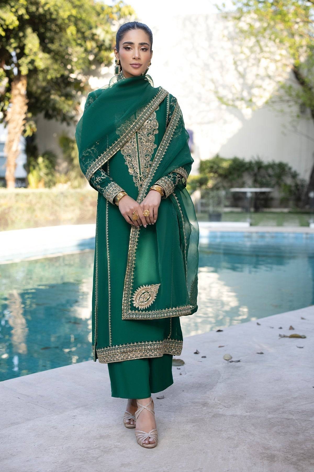 Erum Khan | Shahzeen Eid Collection | PEACOCK - Pakistani Designer Dress - by Erum Khan | Type: Formal - 100% Original at Saira Sultan
