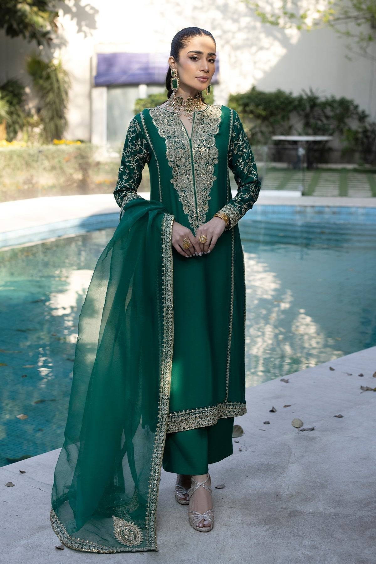 Erum Khan | Shahzeen Eid Collection | PEACOCK - Pakistani Designer Dress - by Erum Khan | Type: Formal - 100% Original at Saira Sultan