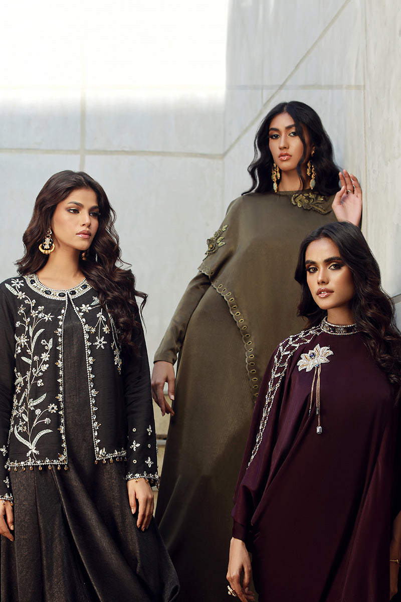 Wardha Saleem | Luxury Pret Fusion Wear | SAGE L Sage Green Velvet Silk