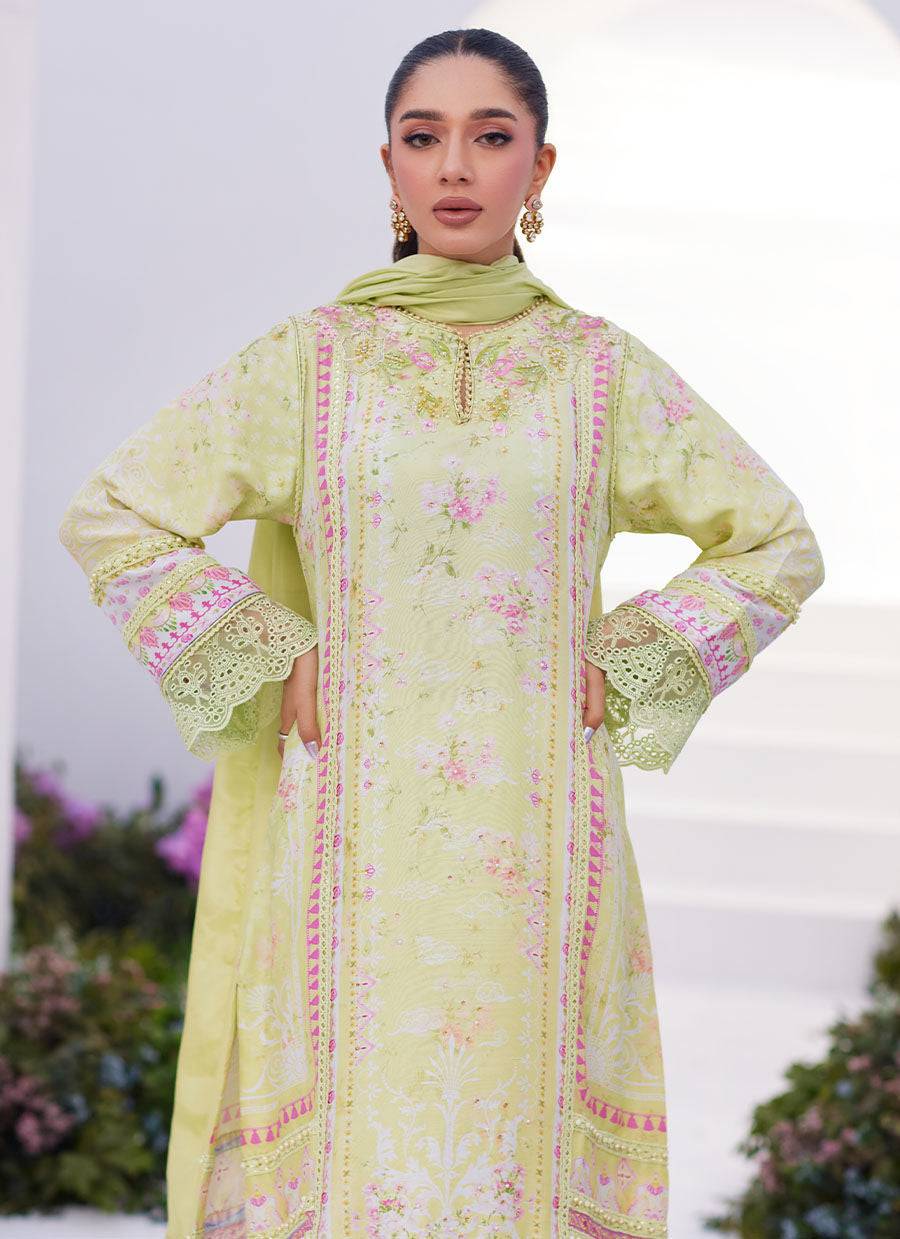 Farah Talib Aziz | Zaza Prints 24 | KELLY LIME SHIRT AND DUPATTA - Pakistani Designer Dress - by Farah Talib Aziz | Type: Luxury - 100% Original at Saira Sultan