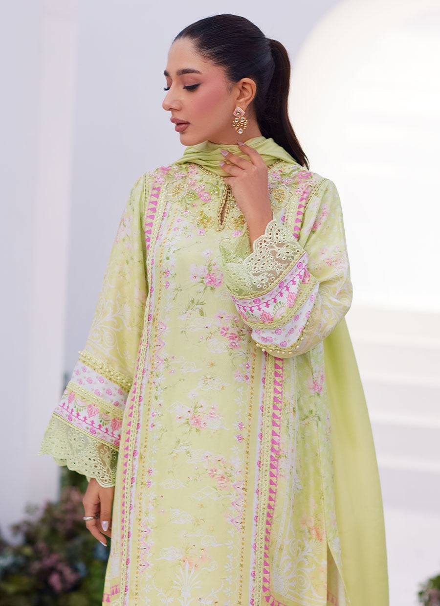 Farah Talib Aziz | Zaza Prints 24 | KELLY LIME SHIRT AND DUPATTA - Pakistani Designer Dress - by Farah Talib Aziz | Type: Luxury - 100% Original at Saira Sultan