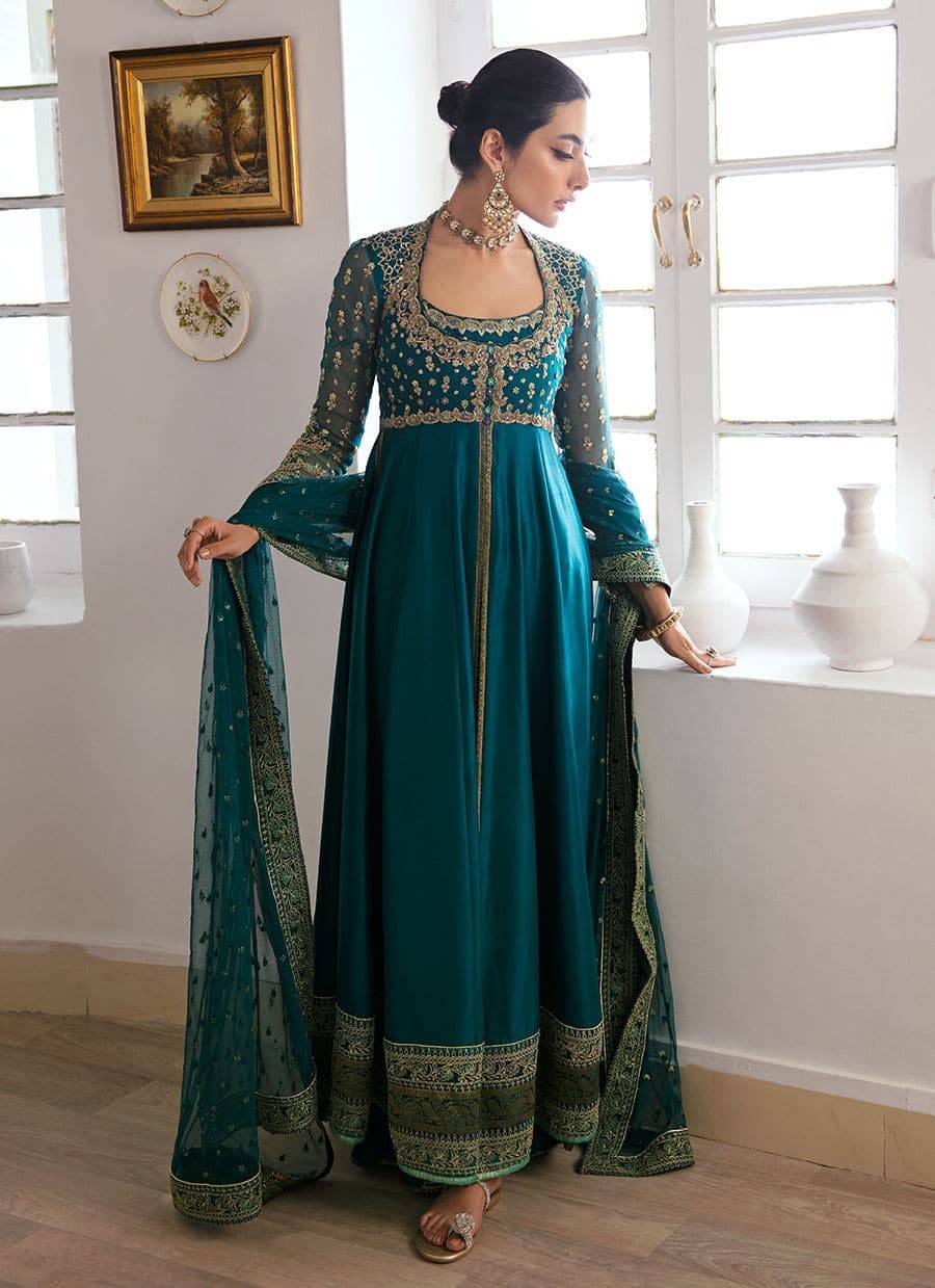 Farah Talib Aziz | Mayna Festive Luxe | AFRA TEAL - Pakistani Designer Dress - by Farah Talib Aziz | Type: Bridal - 100% Original at Saira Sultan