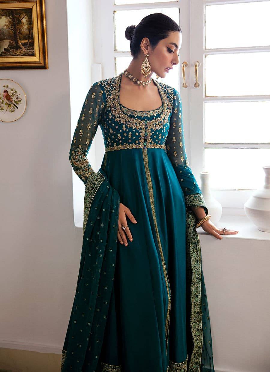 Farah Talib Aziz | Mayna Festive Luxe | AFRA TEAL - Pakistani Designer Dress - by Farah Talib Aziz | Type: Bridal - 100% Original at Saira Sultan