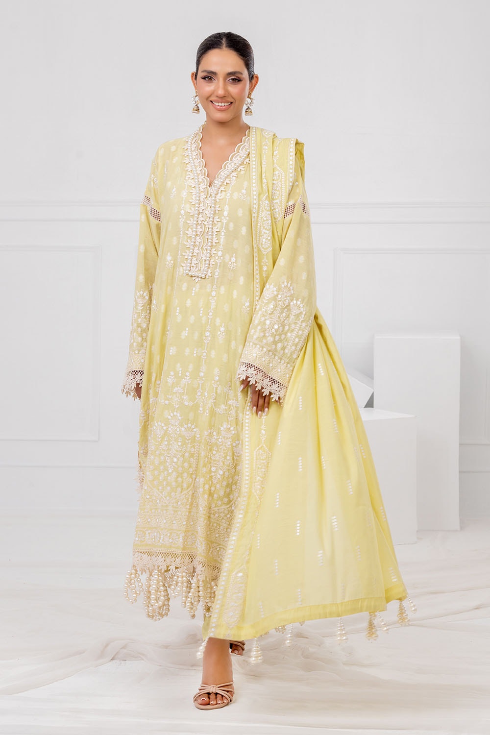 Gul Ahmed | Festive Eid 25 | FE-52080 XS Dust Yellow Paper Cotton