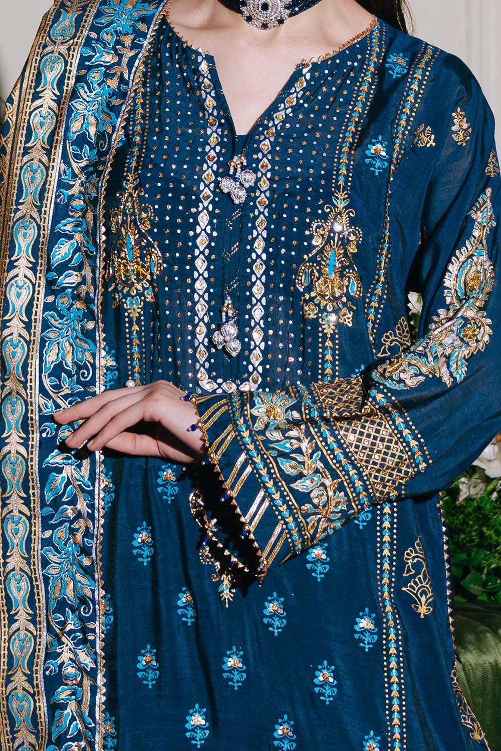 Gul Ahmed | Festive Eid 25 | FE-52095 XL Cobalt Blue Paper Cotton
