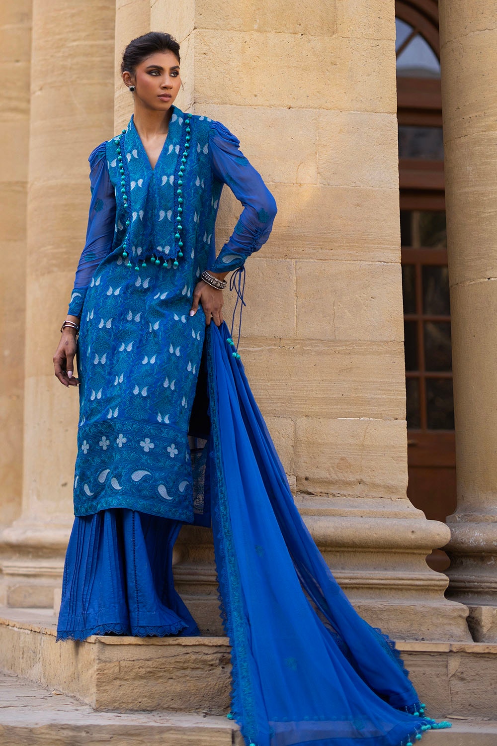 Gul Ahmed | Festive Eid 25 | FE-52143 M Cobalt Blue Chiffon