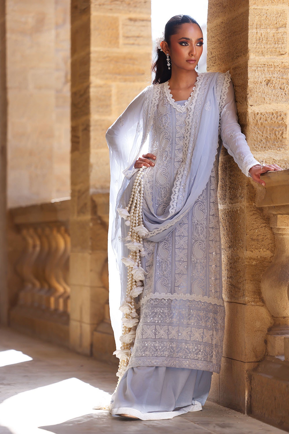 Gul Ahmed | Festive Eid 25 | FE-52149 M Pastel Blue Chiffon