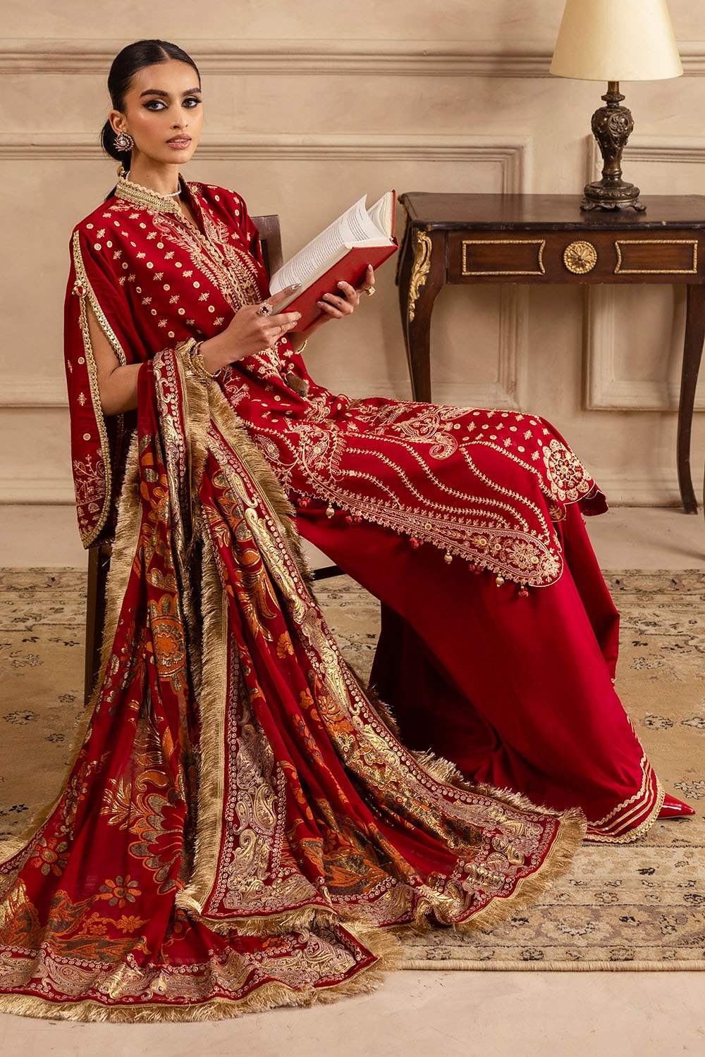 Gul Ahmed | Festive Eid 25 | PM-52044 XL Haute Red Lawn