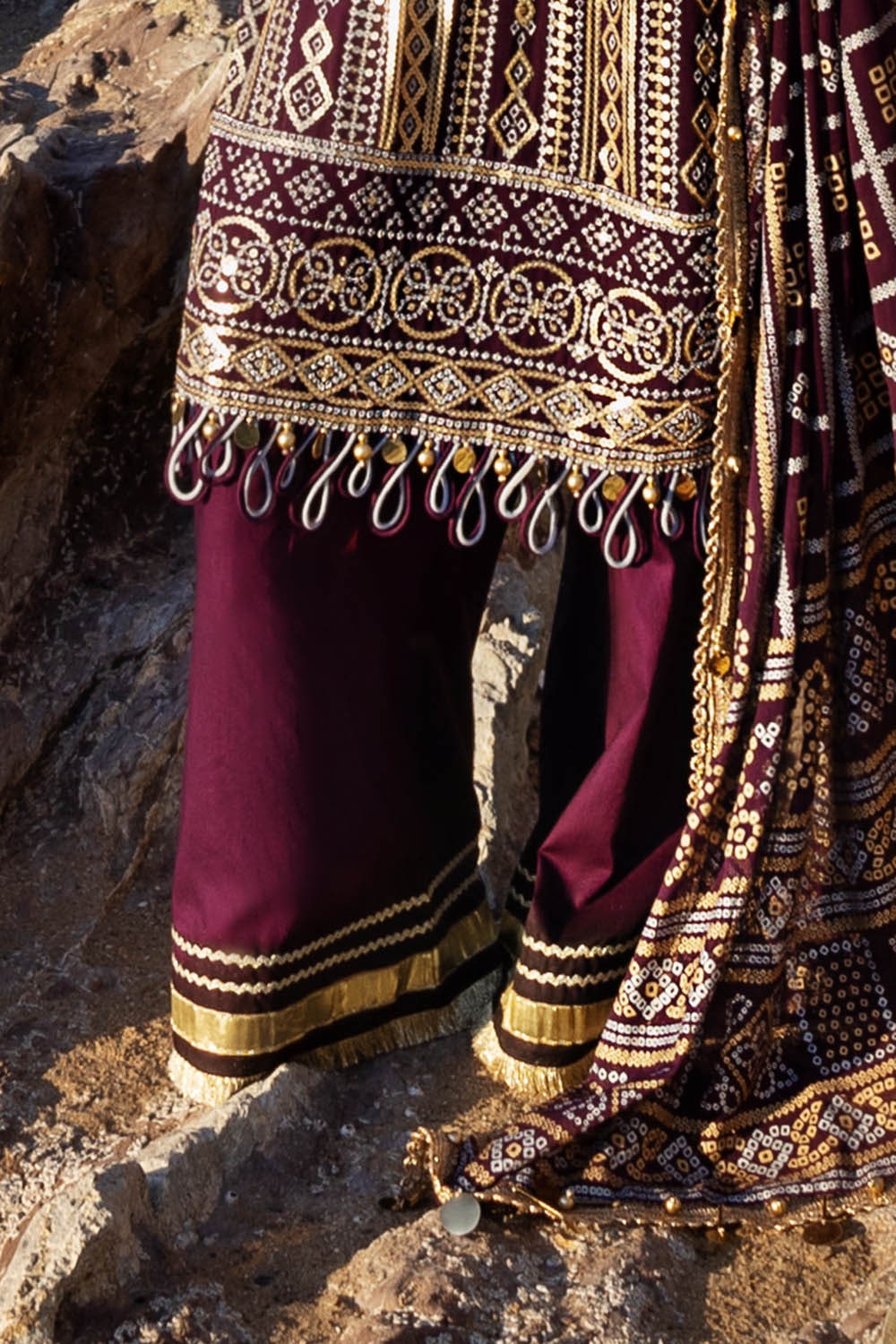 Gul Ahmed | Chunri Lawn 25 | BM-52023 Custom Size Dark Plum Chiffon